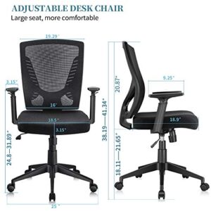 ELABEST Office Chair Ergonomic Desk Chair, Swivel Task Chair with Adjustable Armrest, Soft Sponge Cushion, Lumbar Support, Mid Back Mesh Computer Chair