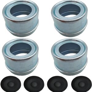 KLMHT Replaces Trailer Axle Dust Cap Cup Grease Cover & Rubber Plugs for Dexter EZ Lube Trailer Camper Axle 1.98" (4 Pack)