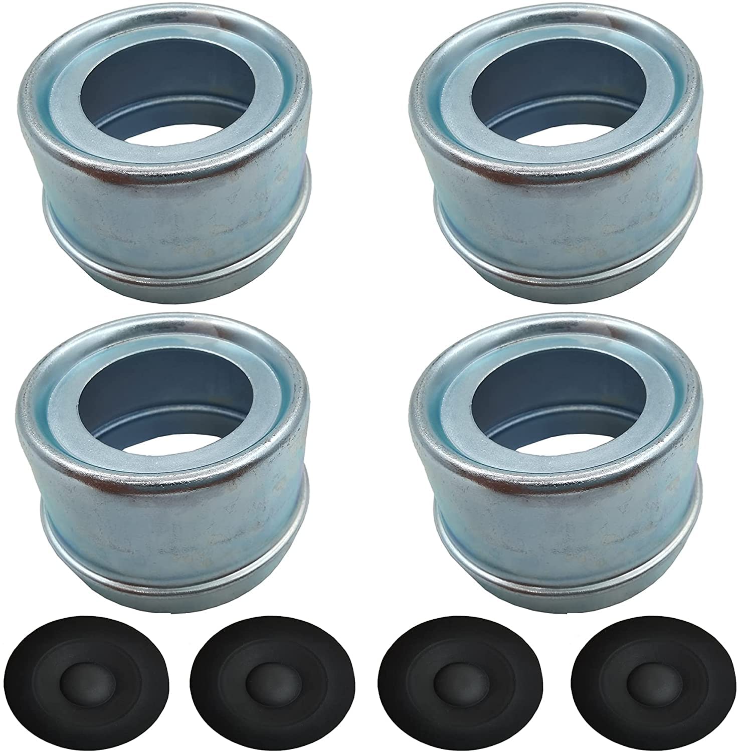 KLMHT Replaces Trailer Axle Dust Cap Cup Grease Cover & Rubber Plugs for Dexter EZ Lube Trailer Camper Axle 1.98" (4 Pack)