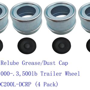 KLMHT Replaces Trailer Axle Dust Cap Cup Grease Cover & Rubber Plugs for Dexter EZ Lube Trailer Camper Axle 1.98" (4 Pack)