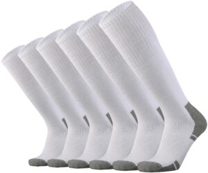 ortis cotton full cushion over the calf socks otc knee high thick moisture wicking breathable work boot thermal warm(whitegrey l)