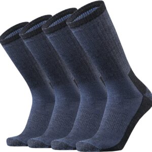 Ortis Merino Wool Cushion Crew Socks for Men Outdoor Hiking Hike Moisture Wicking Heavyweight Thick Warm Steel Toe Work Boots(NavyBlue L)
