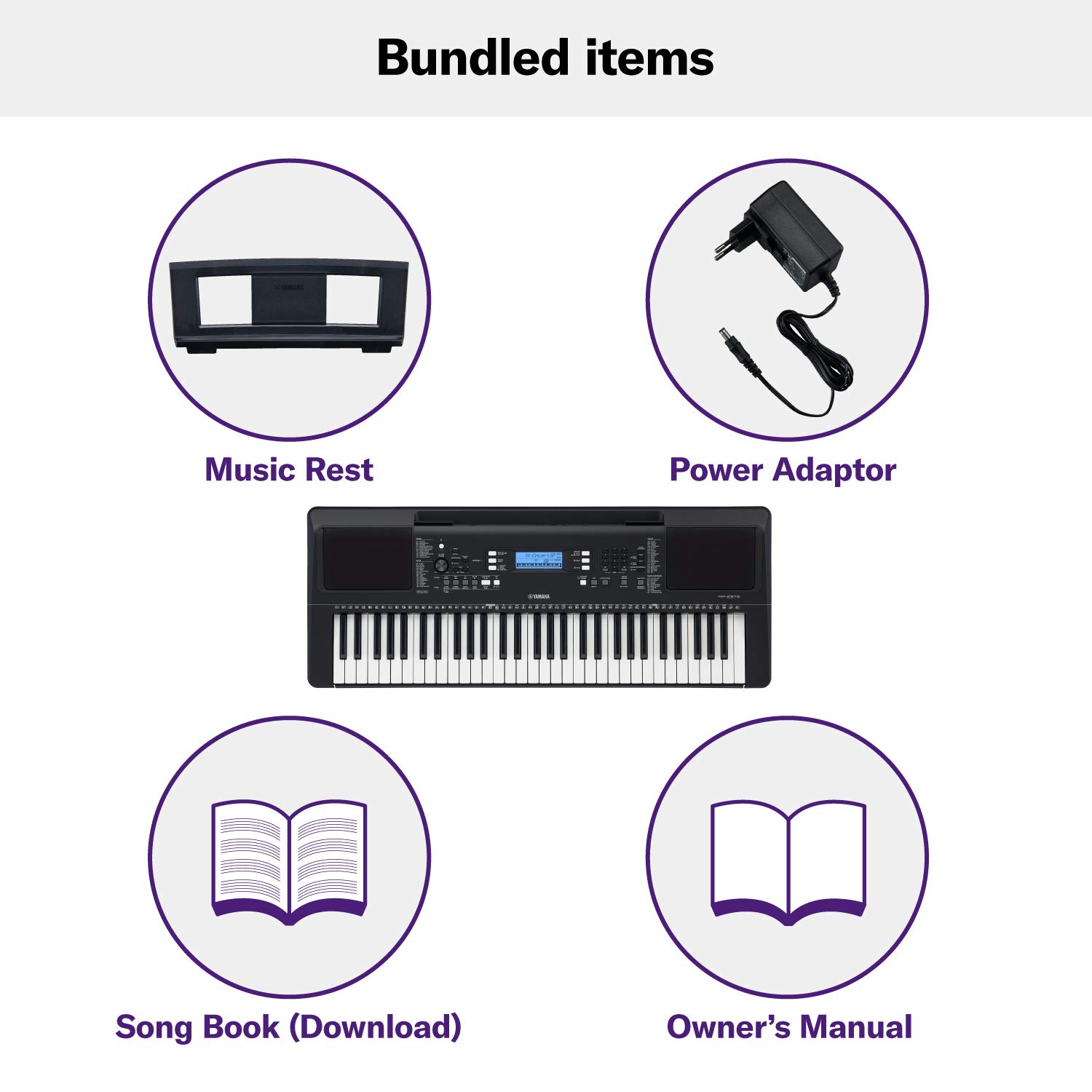 Yamaha PSRE373 61-Key Touch Sensitive Portable Keyboard (Power Adapter Sold Separately)