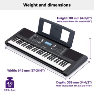 Yamaha PSRE373 61-Key Touch Sensitive Portable Keyboard (Power Adapter Sold Separately)