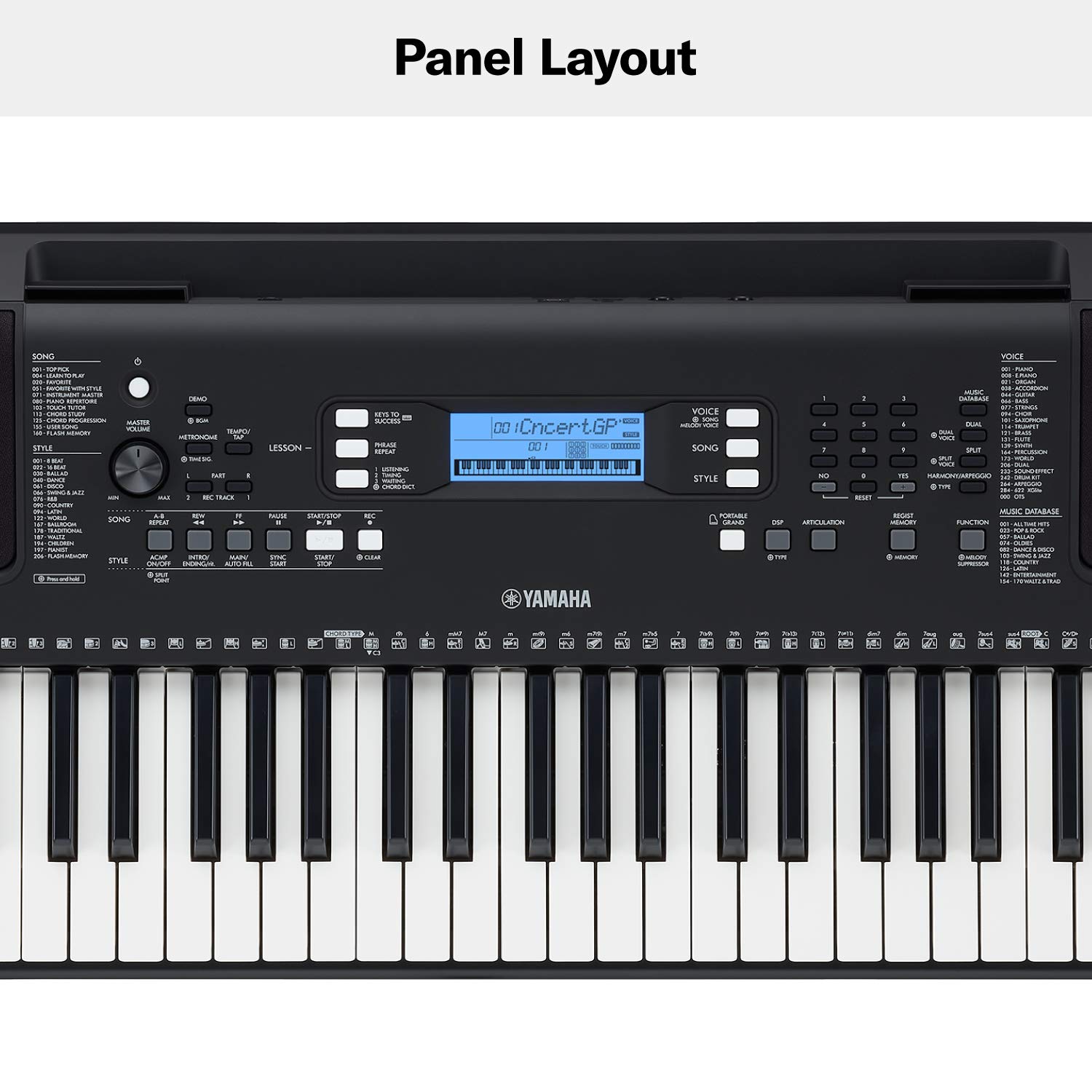 Yamaha PSRE373 61-Key Touch Sensitive Portable Keyboard (Power Adapter Sold Separately)