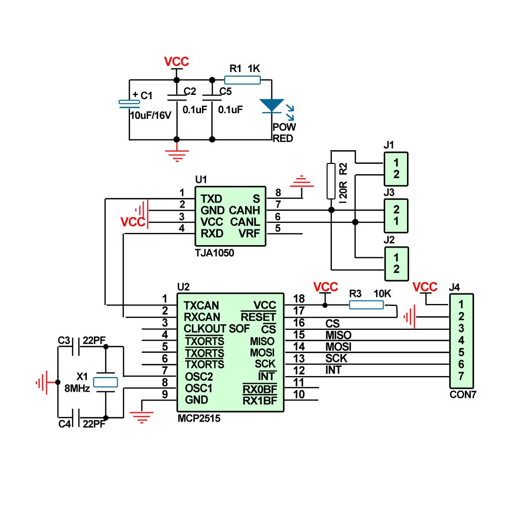 AITRIP 6PCS MCP2515 CAN Bus Module TJA1050 Receiver SPI Module Compatible with Arduino AVR 51 MCU ARM Controller Development Board TE534