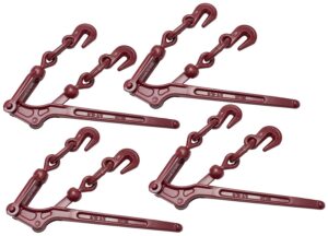 mytee products lever style snap binders 5/16" - 3/8" g70 chain binder 5400 lbs working load limit | lever chain binders for flatbed truck trailer (4 pack)