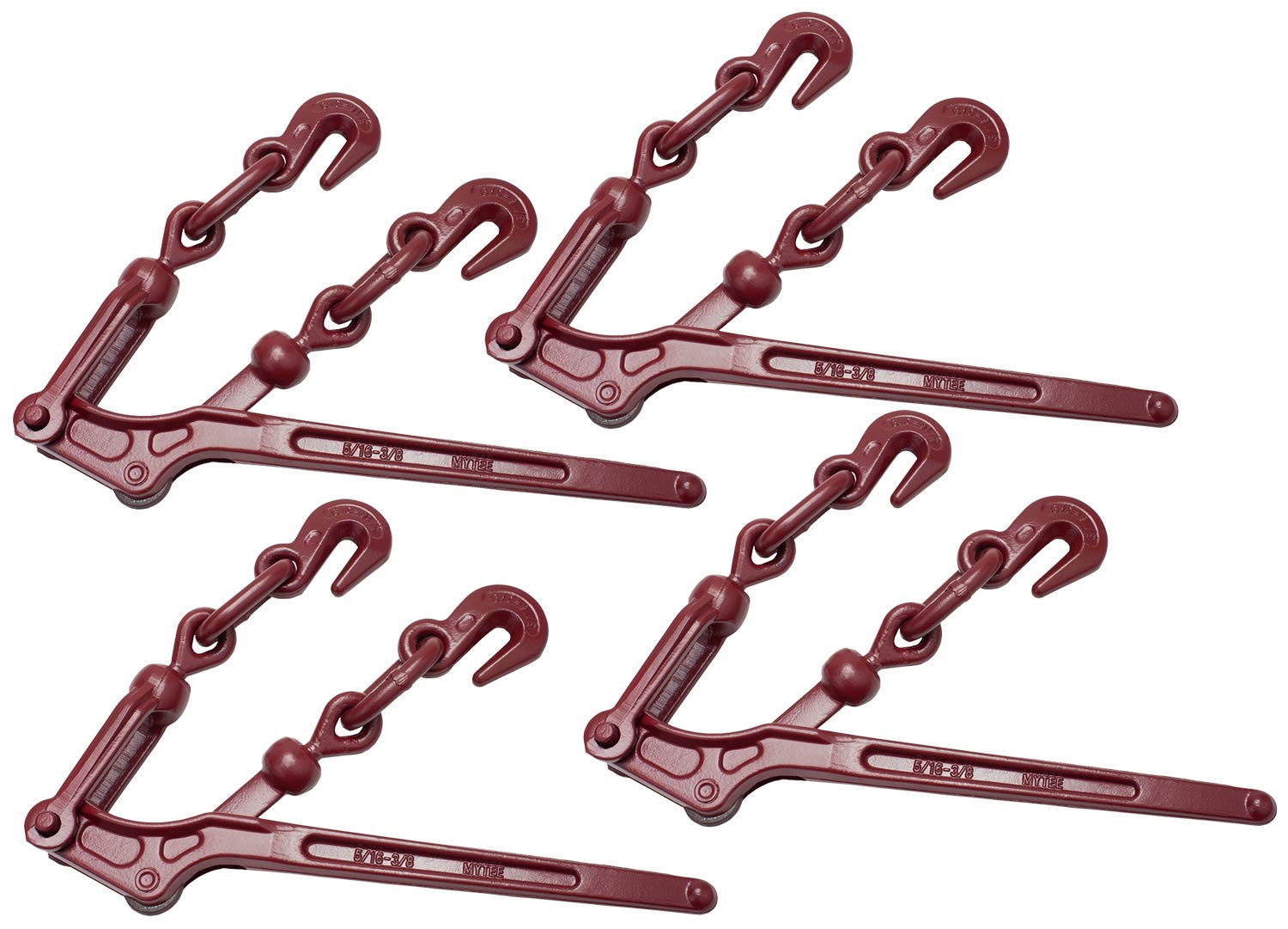 Mytee Products Lever Style Snap Binders 5/16" - 3/8" G70 Chain Binder 5400 Lbs Working Load Limit | Lever Chain Binders for Flatbed Truck Trailer (4 Pack)