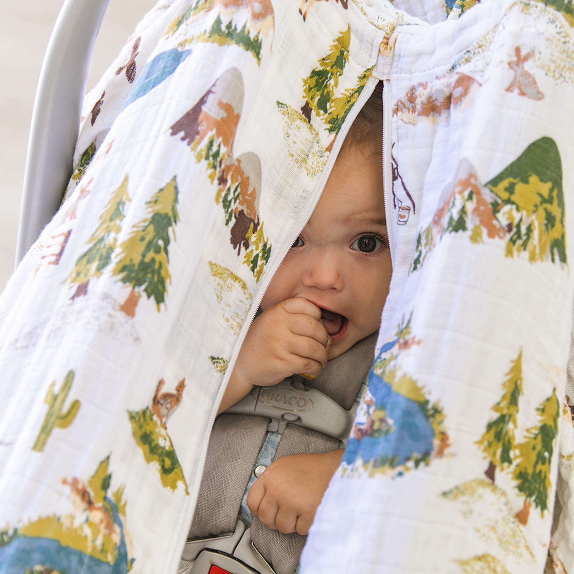 Bebe Au Lait Muslin Car Seat Cover, Wyoming