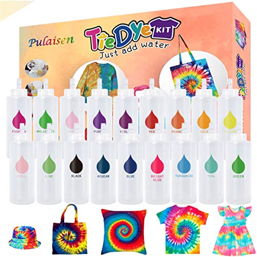 Tie Dye Kit, Tie Dye kit for Kids, 18 Bottles 36 Packets Dye, One-Step Fabric Dye Art Party Set, DIY Gift, Textile, T-Shirt, Canvas for Adults, Women, Men, Artist, Kids(18 Colors)