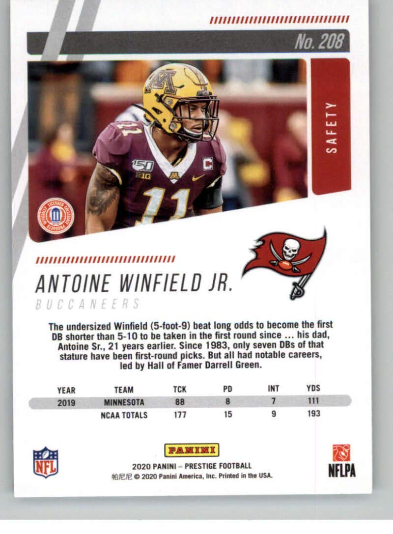 2020 Panini Prestige #208 Antoine Winfield Jr. RC Rookie Tampa Bay Buccaneers Football Trading Card