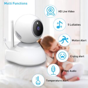 Baby Monitor, 5.5" Screen Video 1080P HD Baby Monitor, Baby Camera Monitor System with Infrared Night Vision, Two-Way Audio, Motion Tracking, Sound Detection, Temperature Alarm