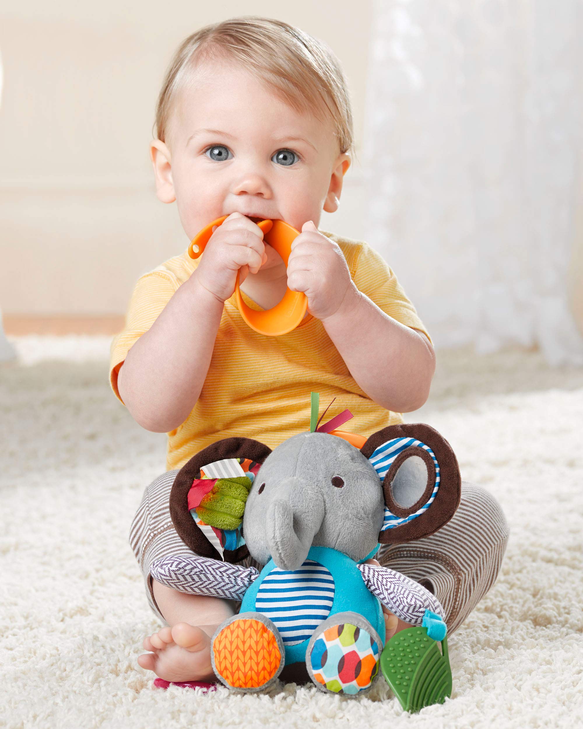 Skip Hop Bandana Buddies Baby Activity and Teething Toy Set with Multi-Sensory Rattle and Textures, Elephant