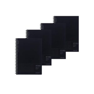 kokuyo. soft ring notebook biz (edge title) a5, 5mm grid 50 sheets black (ス-sj231s5-d) - 4 pack