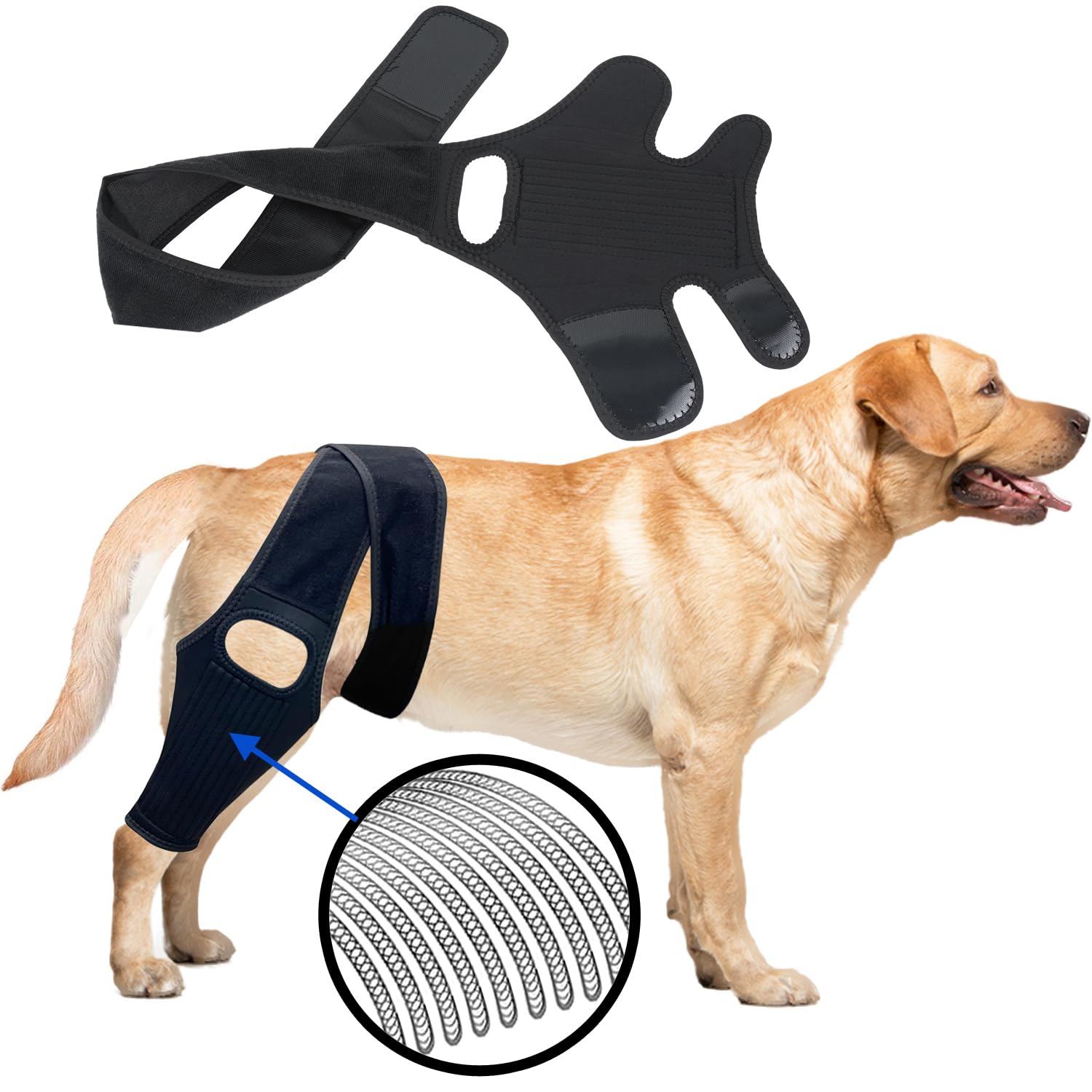 SACERKU Adjustable Canine Shoulder Leg Hip Wraps Dog Knee Brace with Side Stabilizers for Cap of Baseball(Black)