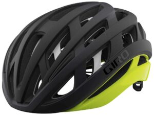 giro helios spherical adult road cycling helmet - matte black fade/highlight yellow (2021), small