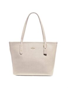 coach mini leather city zip tote purse - chalk - #22967