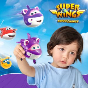 Super Wings - 5'' Transforming Supercharged Crystal Airplane Toys Action Figure | Season 4 | Airplane to Robot | Birthday Gift for 3 4 5 year old Boys and Girls | Toy Plane Vehicle for Kids, Blue