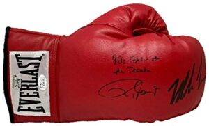mike tyson & roy jones jr signed red everlast glove jsa & mike tyson hologram - autographed boxing gloves