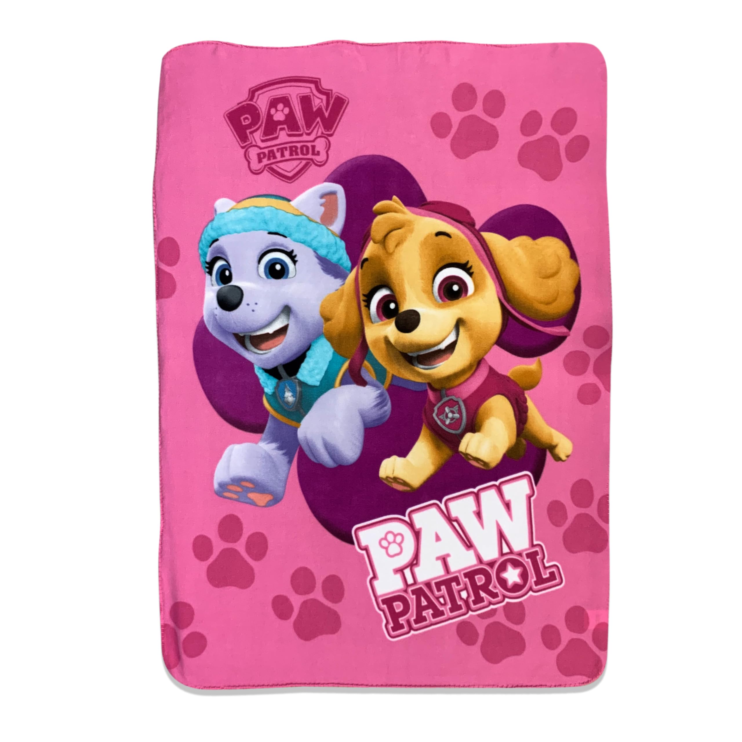 Paw Patrol Girl Skye with Doggy Prints and Stars Polar Fleece Throw Blankets