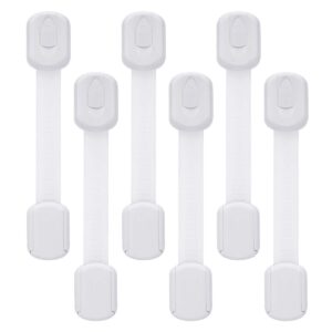 goodv baby proof cabinet locks - 6 pack adjustable child safety straps used for drawer door fridge oven toilet seat kitchen cupboard appliance trash can with 3m adhesive