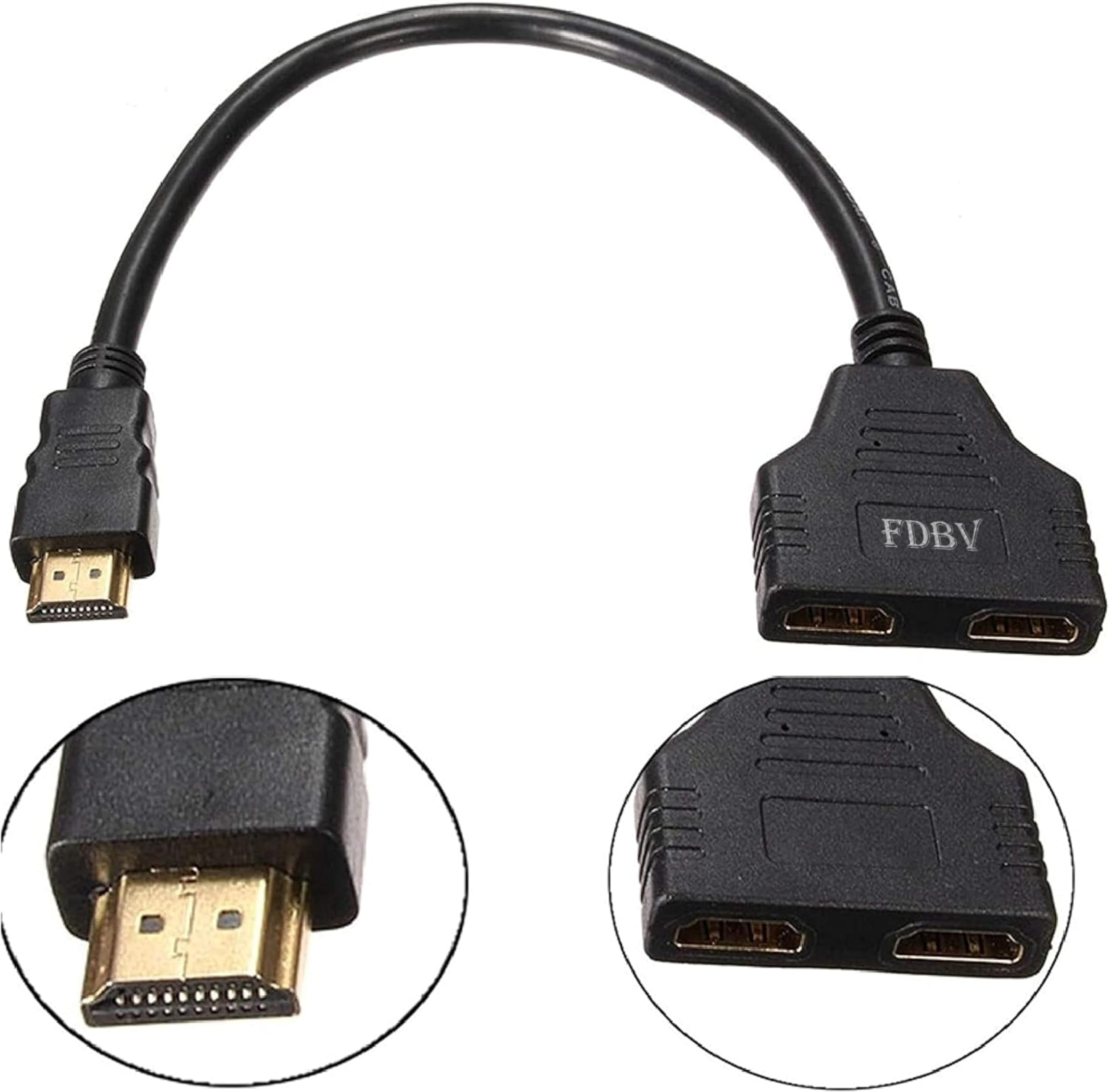 FDBV Hdmi Splitter Adapter Cable, Hdmi Splitter 1 in 2 Out HDMI Male to Dual HDMI Female 1 to 2 Way for HDMI HD, LED, LCD, TV, Support Two The Same TVs at The Same Time 1080P