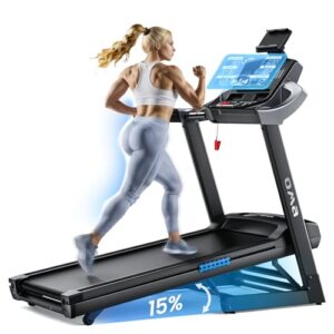 oma treadmills for home, 5925 folding treadmill with 15% auto incline 3.0hp 300 lb capacity for running and walking with bluetooth connectivity 36 preset programs, running machine for home exercise
