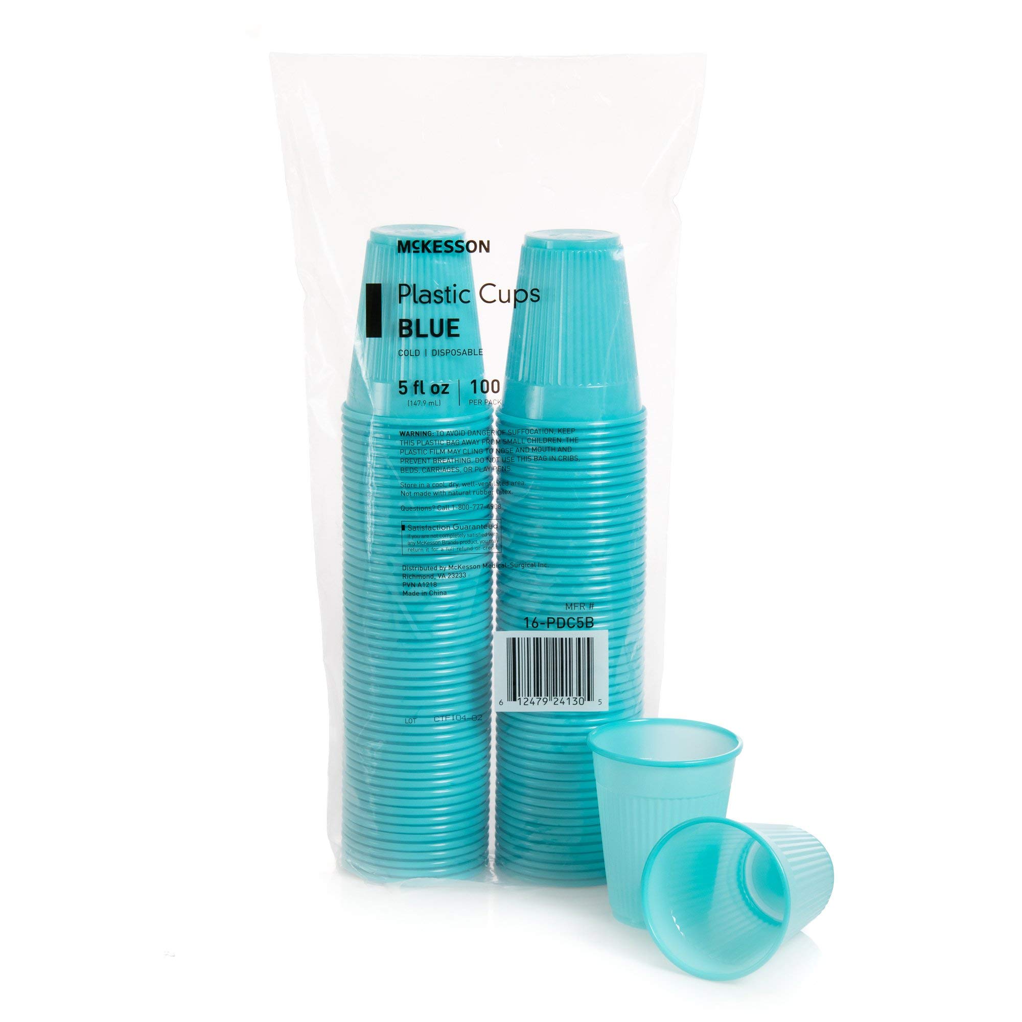 McKesson Disposable Plastic Cups, Drinking Cups, Polypropylene, Blue, 5 oz, 2500 Count