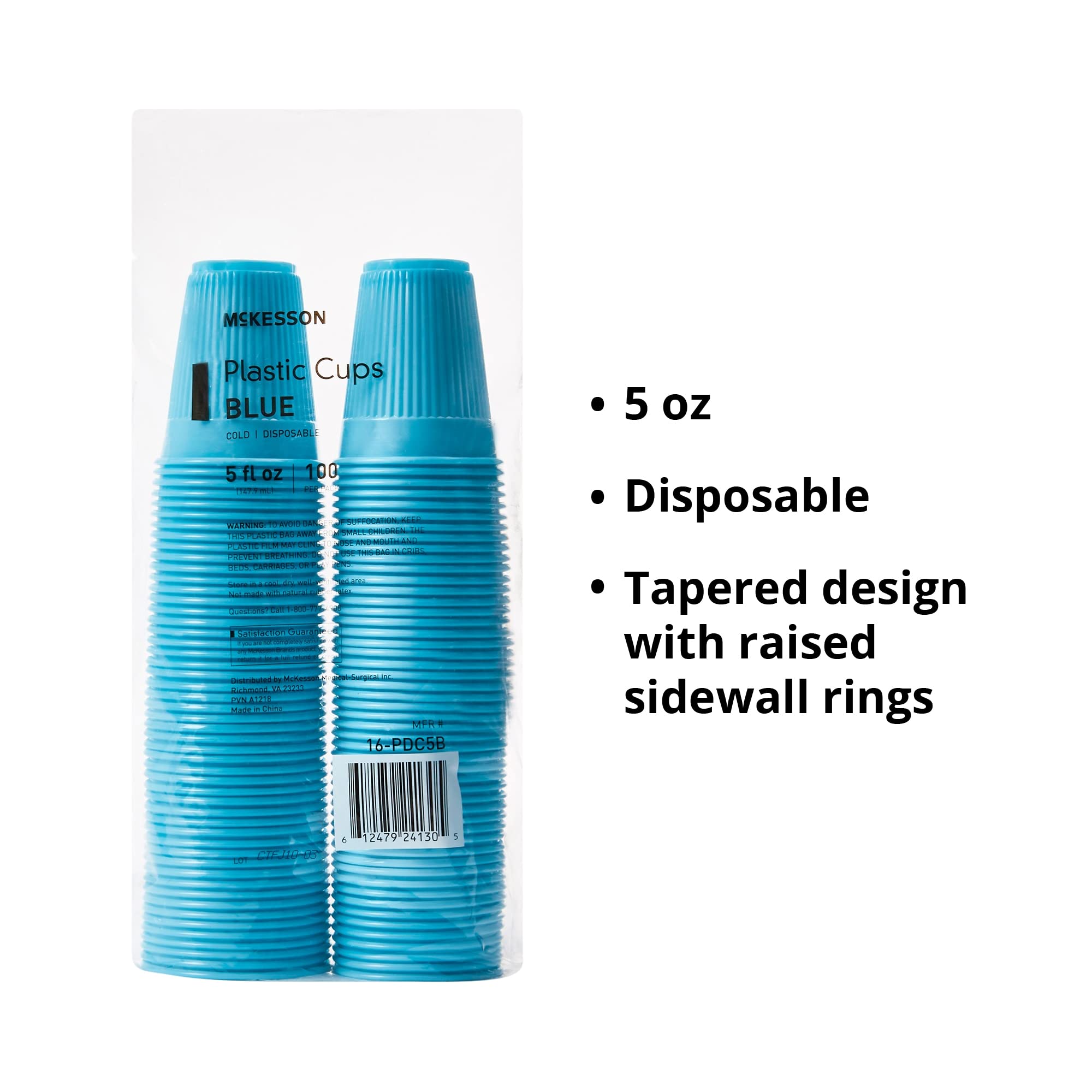 McKesson Disposable Plastic Cups, Drinking Cups, Polypropylene, Blue, 5 oz, 2500 Count