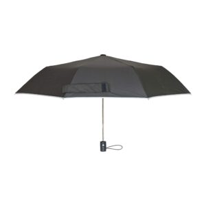 west chester umb340/os tri-fold umbrella - black, 40 in., pongee, automatic opening umbrella with fiberglass ribs, metal shaft, gray trim