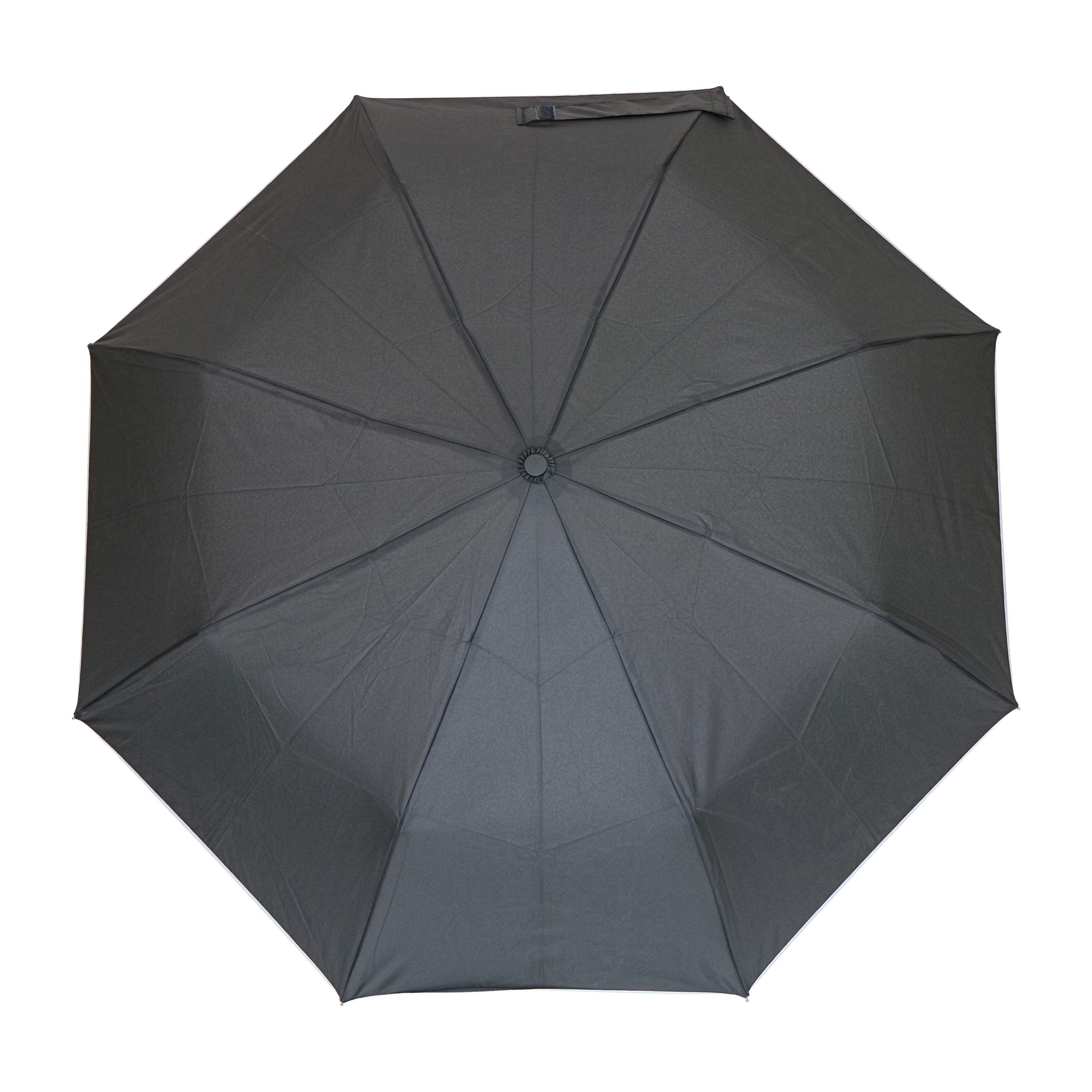 West Chester UMB340/OS Tri-Fold Umbrella - Black, 40 in., Pongee, Automatic Opening Umbrella with Fiberglass Ribs, Metal Shaft, Gray Trim