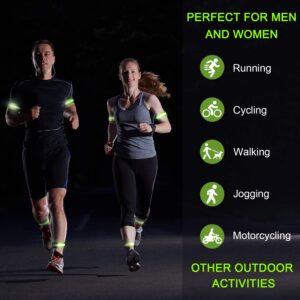 8 Pieces Reflective Bands Winter High Visibility Reflector Bands Reflective Straps Tape Bracelets Reflective Running Gear for Women Men Running Cycling Walking Arm Wrist Ankle Leg (Green)