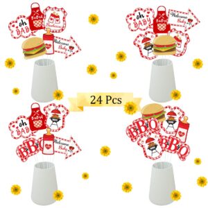 kreatwow bbq baby shower centerpieces baby q shower decorations bbq table toppers for picnic party summer barbecue party supplies 24 pcs