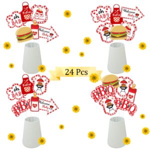 Kreatwow BBQ Baby Shower Centerpieces Baby Q Shower Decorations BBQ Table Toppers for Picnic Party Summer Barbecue Party Supplies 24 Pcs