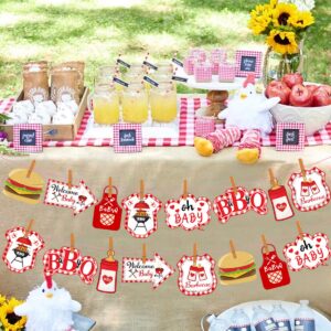 Kreatwow BBQ Baby Shower Centerpieces Baby Q Shower Decorations BBQ Table Toppers for Picnic Party Summer Barbecue Party Supplies 24 Pcs