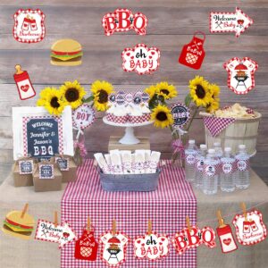 Kreatwow BBQ Baby Shower Centerpieces Baby Q Shower Decorations BBQ Table Toppers for Picnic Party Summer Barbecue Party Supplies 24 Pcs