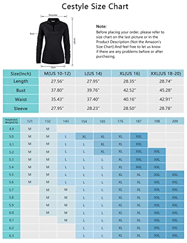 Cestyle Hiking Shirts Women, Ladies Sun Protective Clothes Long Sleeve Quick Dry Lightweight Outdoor Performance Vacation Running Workout Tops Relaxed Fit Black X-Large