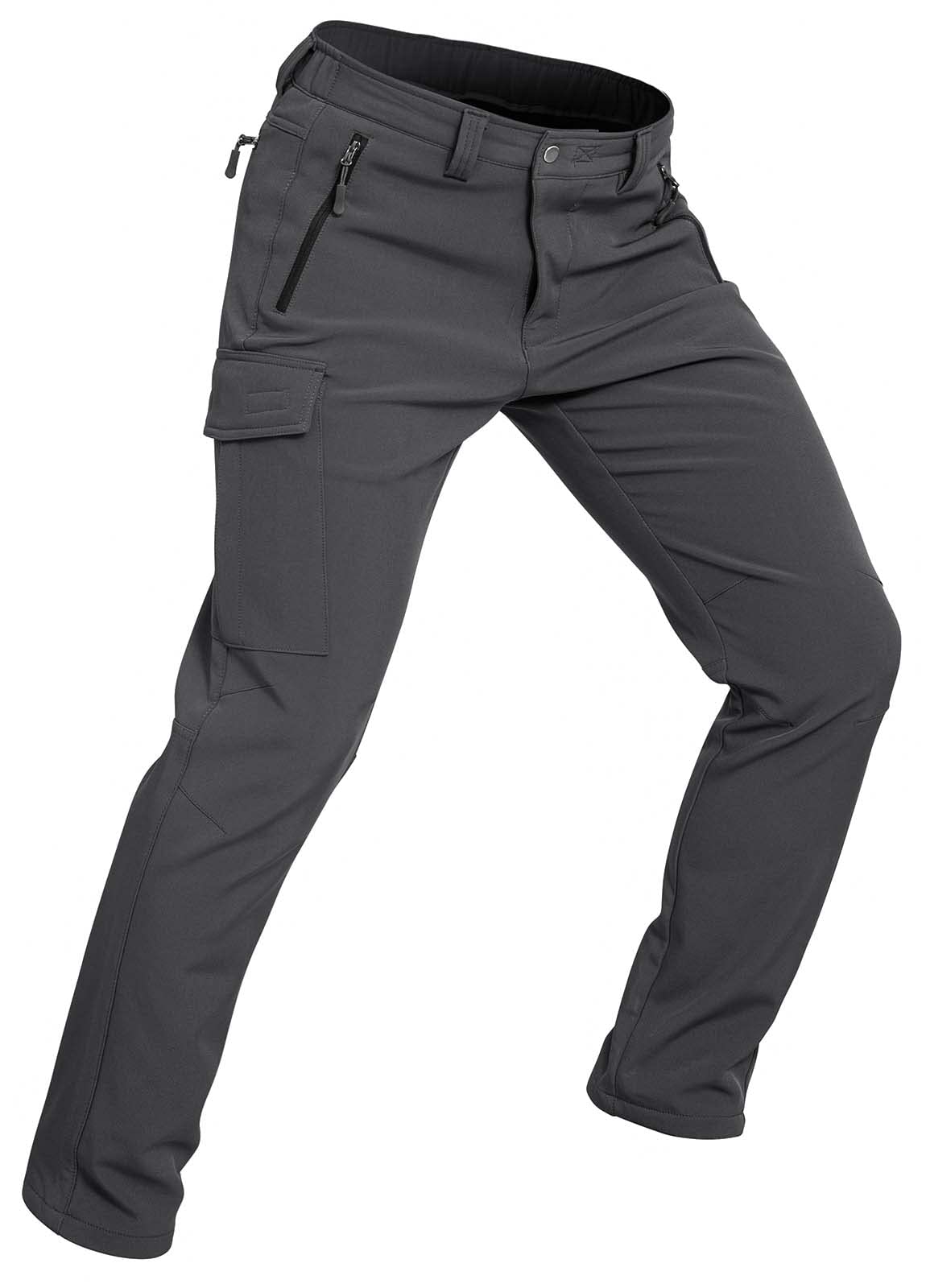 Wespornow Men's-Fleece-Lined-Hiking-Pants Water-Resistance-Snow-Ski-Pants Softshell Snowboarding Pants for Winter, Skiing, Outdoor (Grey, X-Large)