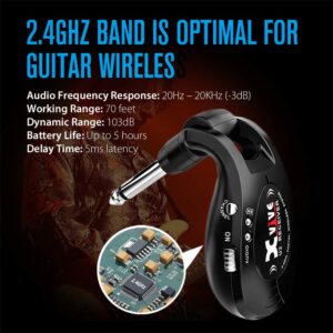 Xvive U2 Guitar Wireless System Guitar Wireless Transmitter and Receiver 2.4GHz 4 Channels for Guitar,Electric Guitar,Bass,Violin