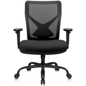 furmax big and tall office chair mesh ergonomic office chair swivel computer chair with adjustable back and lumbar support high back task chair with armrests (black)
