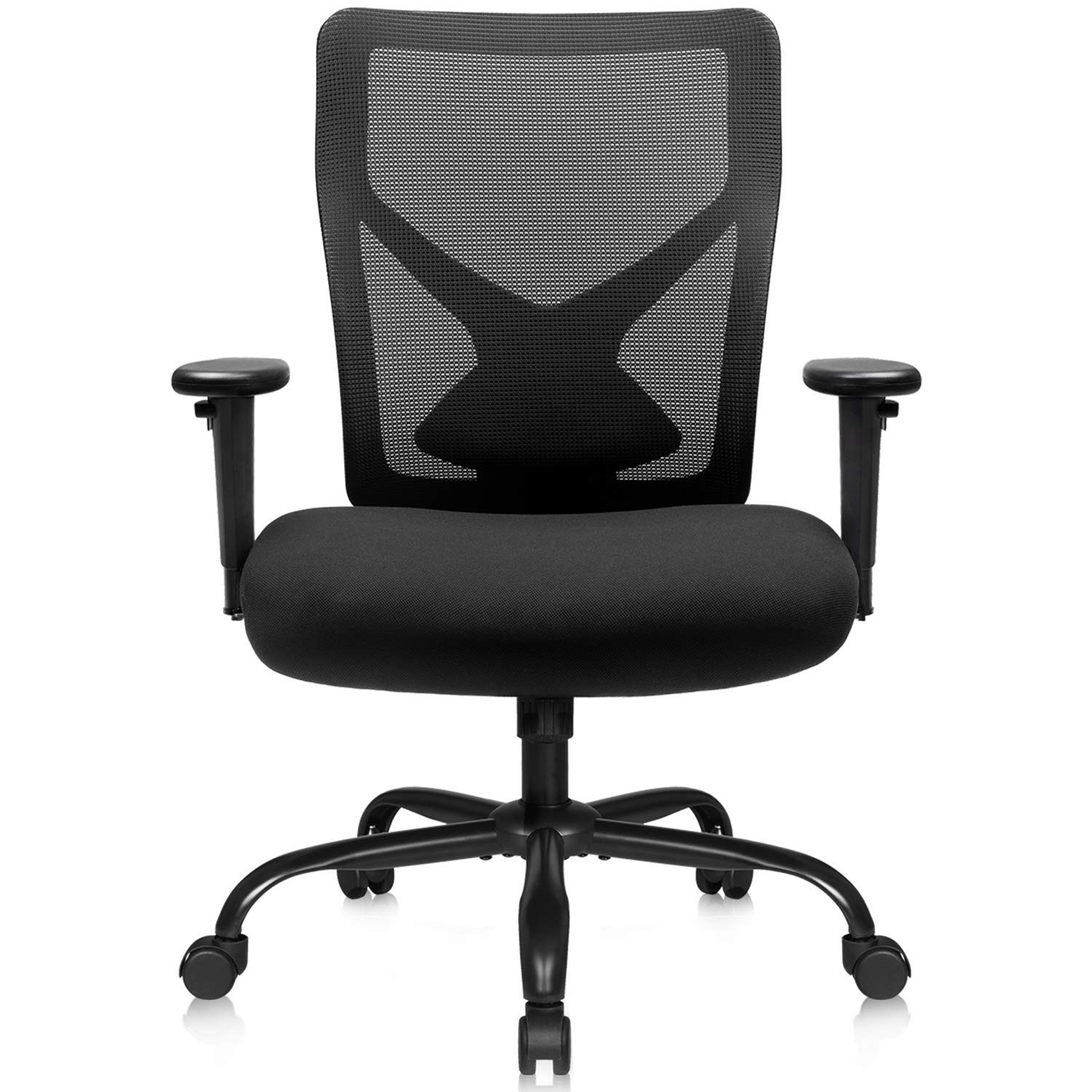 Furmax Big and Tall Office Chair Mesh Ergonomic Office Chair Swivel Computer Chair with Adjustable Back and Lumbar Support High Back Task Chair with Armrests (Black)