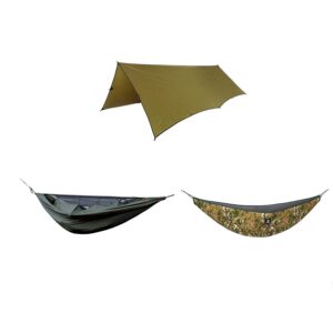 onetigris hideout hammock underquilt + bulwark all season camping tarp + kompound camping hammock