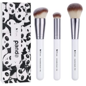 ducare makeup brushes 3pcs foundation contour brush& concealer brush& blusher brush face kabuki blush bronzer travel buffing stippling contour liquid blending makeup brush set white