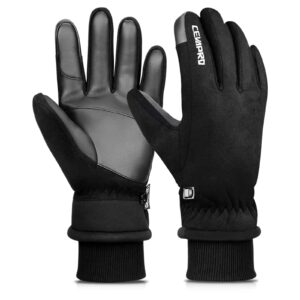 cevapro winter gloves -30℉ waterproof thermal gloves men women, deerskin suede 3m insulated gloves for driving running hiking skiing in cold weather