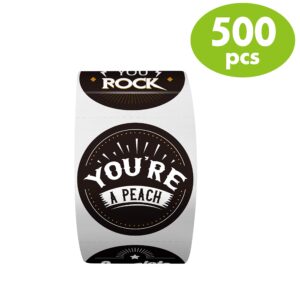 500 PCS Retro Chalkboard Thank You Stickers in 8 Designs with Perforation Line for Personal and Business Use (Each Measures 1.5" in Diameter)