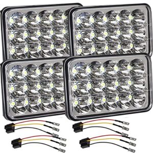 4x6 led headlights w/h4 socket, dot approved peterbilt headlights rectangular h4651 h4652 h4656 h6545 h4666 headlamp for kenworth freightinger ford probe chevy oldsmobile cutlass 4pcs