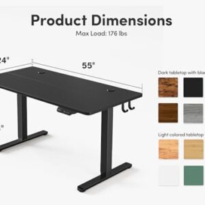 FEZIBO Electric Standing Desk, 55 x 24 Inches Height Adjustable Stand up Desk, Sit Stand Home Office Desk, Computer Desk, Espresso