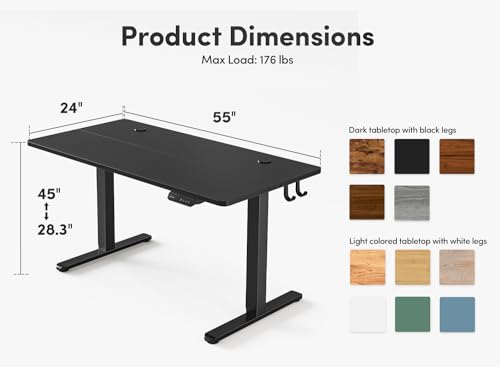 FEZIBO Electric Standing Desk, 55 x 24 Inches Height Adjustable Stand up Desk, Sit Stand Home Office Desk, Computer Desk, Espresso