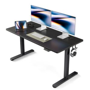 fezibo electric standing desk, 55 x 24 inches height adjustable stand up desk, sit stand home office desk, computer desk, espresso