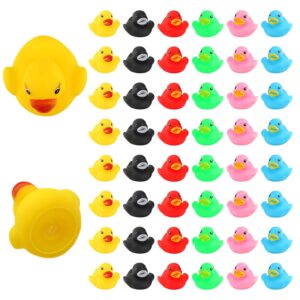 luter 48pcs rubber ducky bath toy for kids, float and squeak mini small ducks bathtub toys for shower/birthday/party supplies (multicolored)（3.5×3.5×3cm/1.4×1.4×1.2inch）